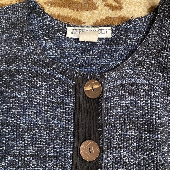 Chunky knit Cardigan Sweater Women’s boxy Cropped buttons woven Vintage Size M/L - Picture 2 of 9